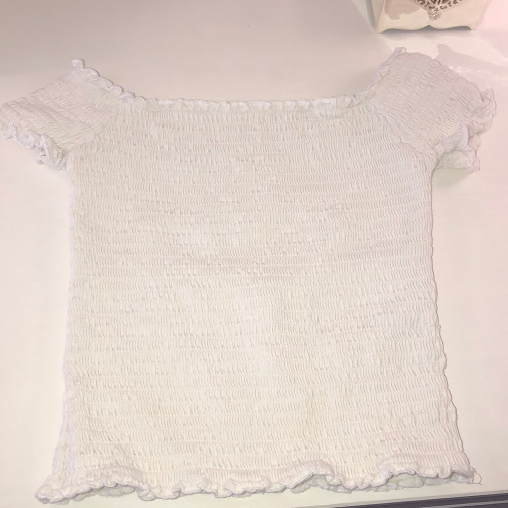 White Hollister Shirred Crop Top